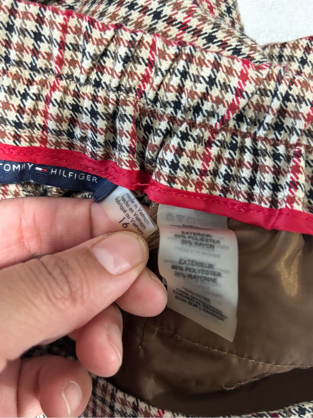 Tommy Hilfiger Brown Glen Plaid Cropped Slim Pants - Picture 11 of 14